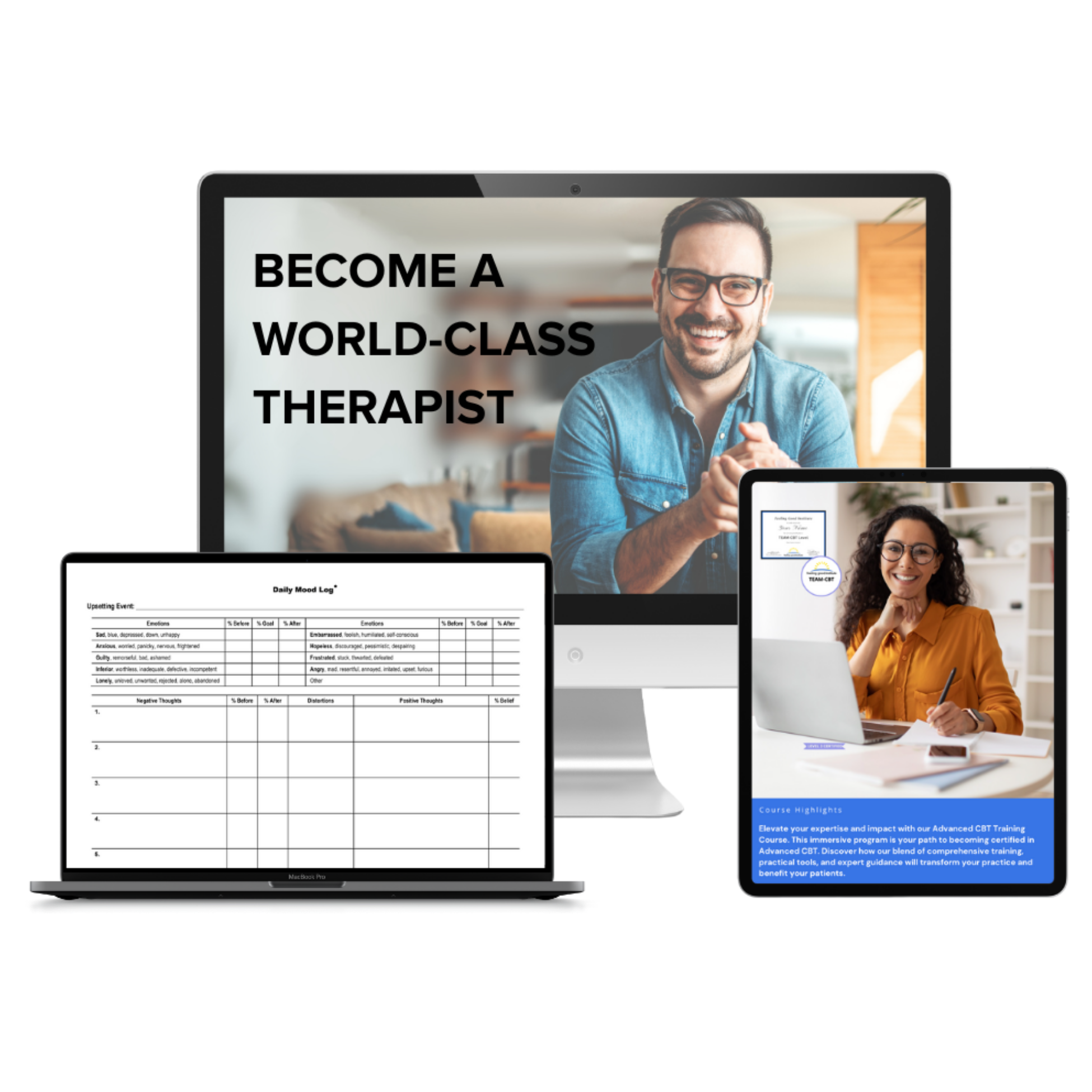 Therapist Toolkit on laptop and mobile devices